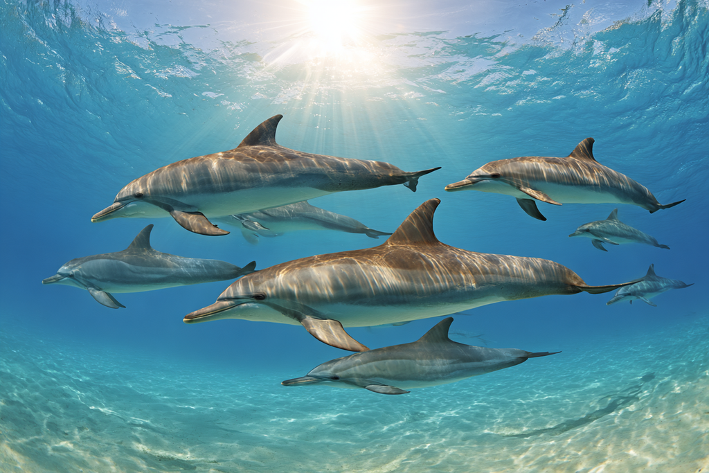 Meeres Delphine Unterwasser Im Sonnenlicht | Meerestiere | Tiere