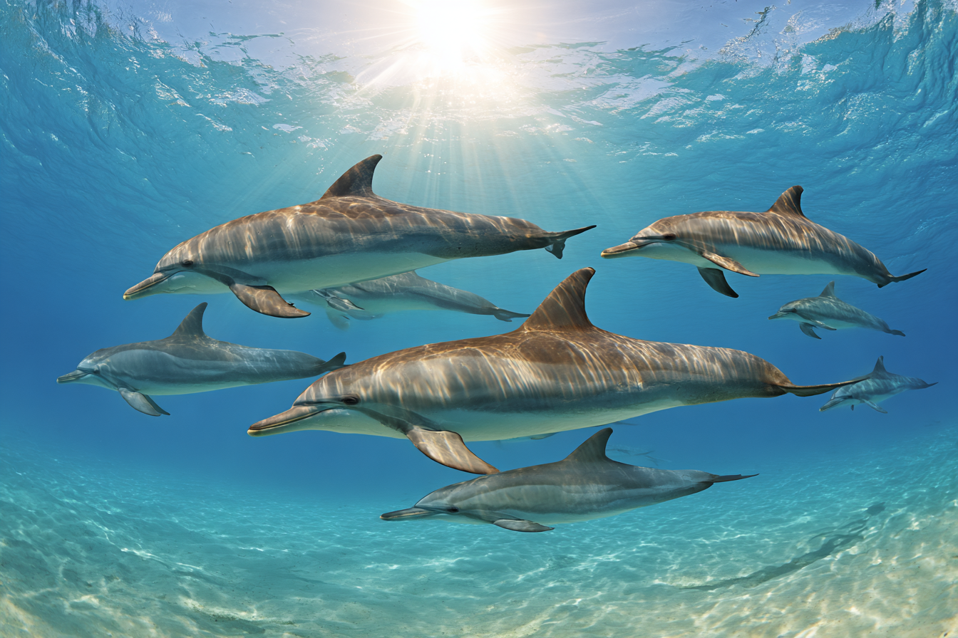 Meeres Delphine Unterwasser Im Sonnenlicht | Meerestiere | Tiere