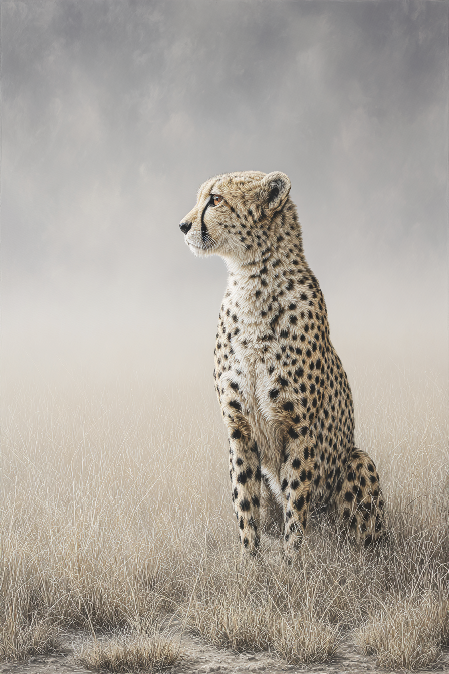 Cheetah Im Feld Von Langem Gras Ruhig Und Nachdenklich | Safari und Wildtiere | Tiere