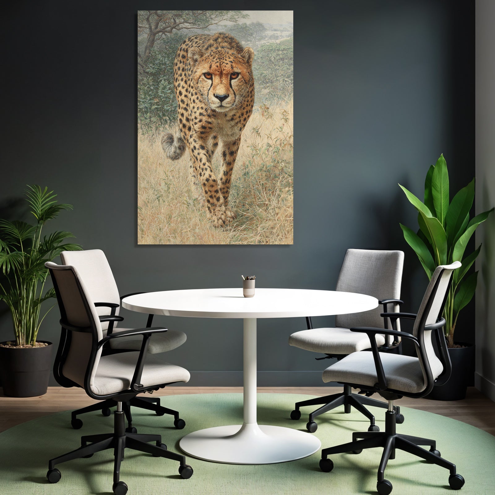 Cheetah Im In Der Natur Mit Gras Und Bewuchs