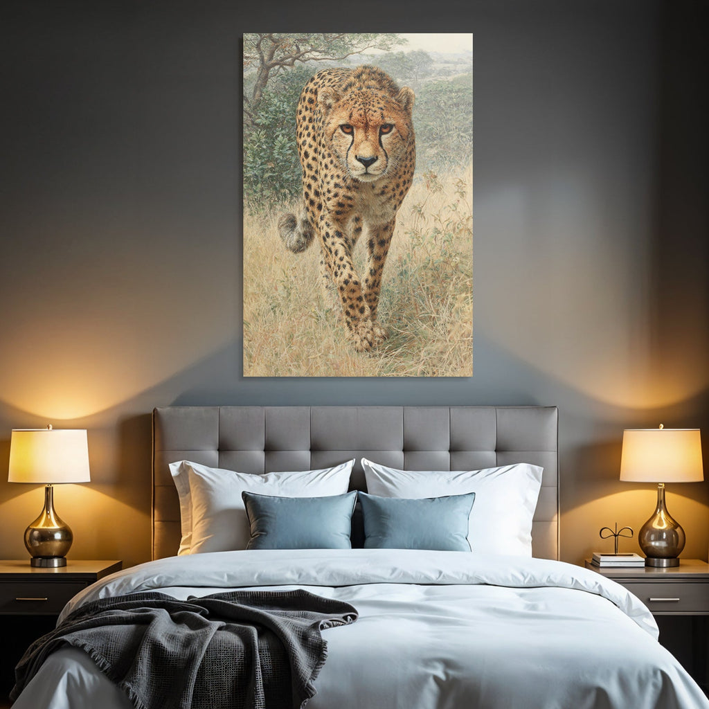 Cheetah Im In Der Natur Mit Gras Und Bewuchs