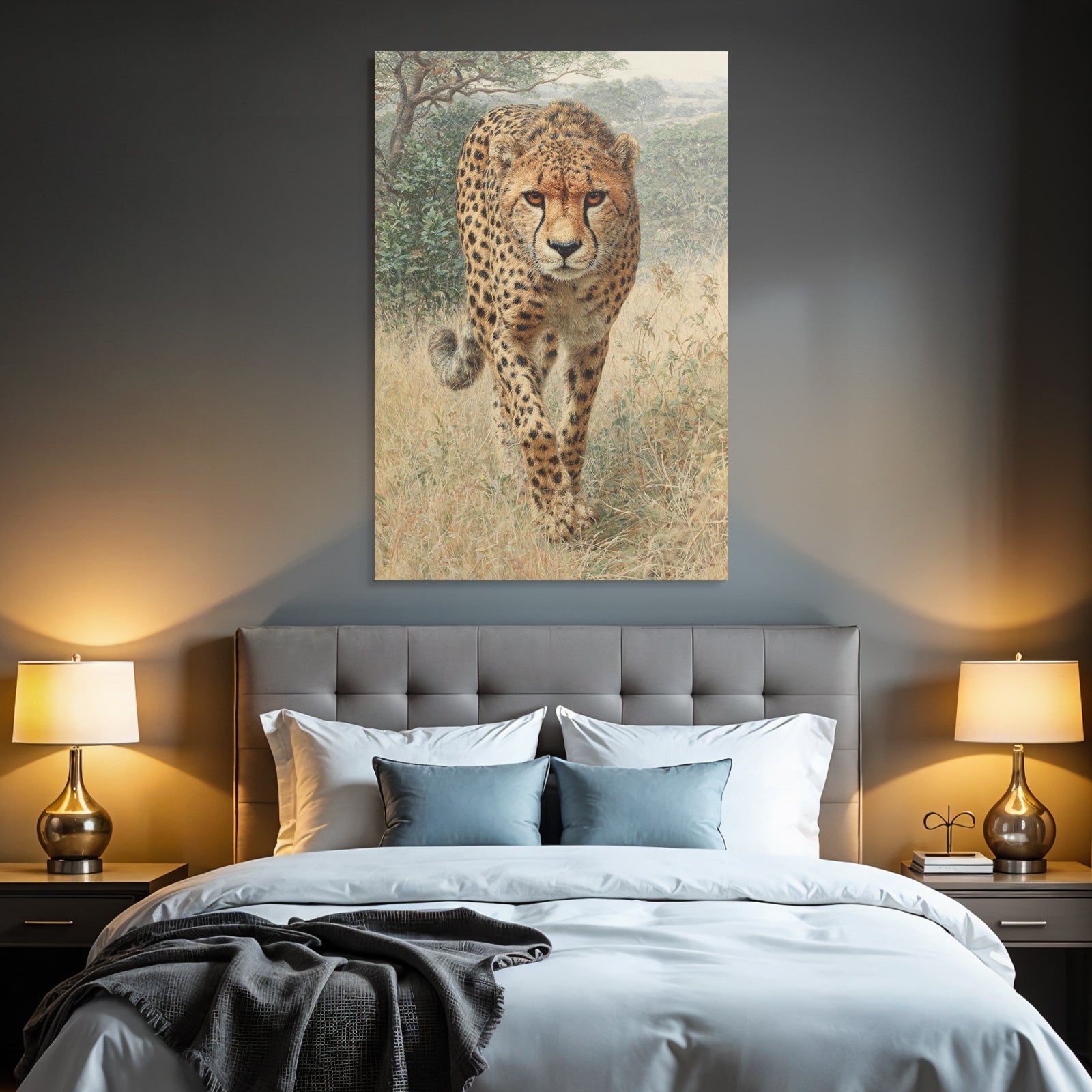 Cheetah Im In Der Natur Mit Gras Und Bewuchs