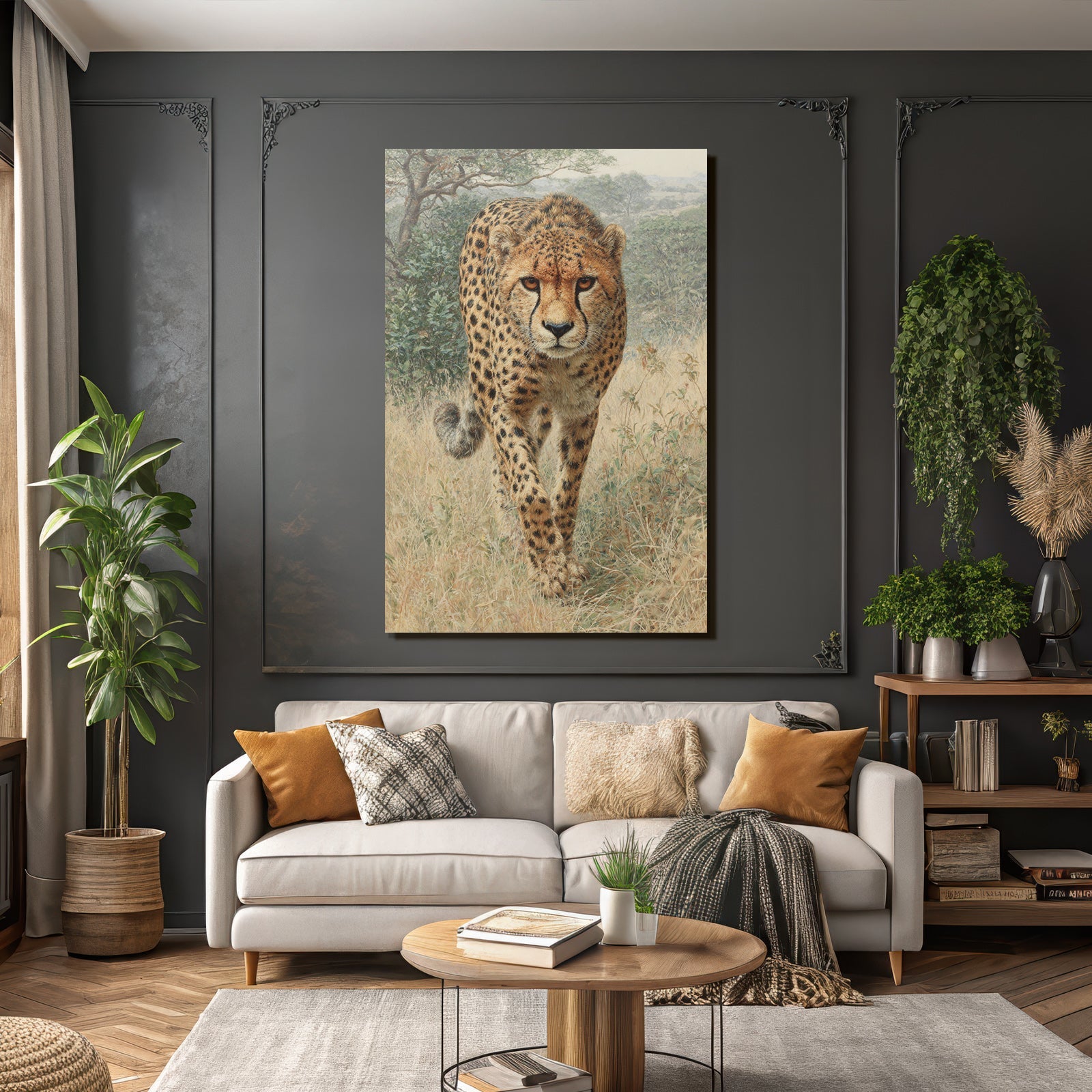 Cheetah Im In Der Natur Mit Gras Und Bewuchs