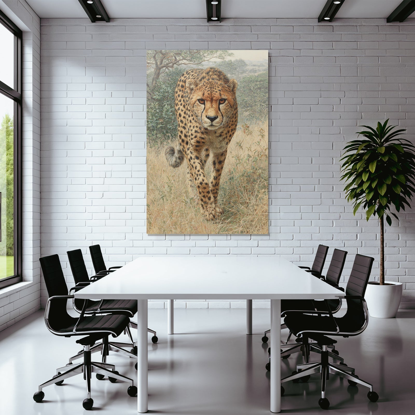 Cheetah Im In Der Natur Mit Gras Und Bewuchs