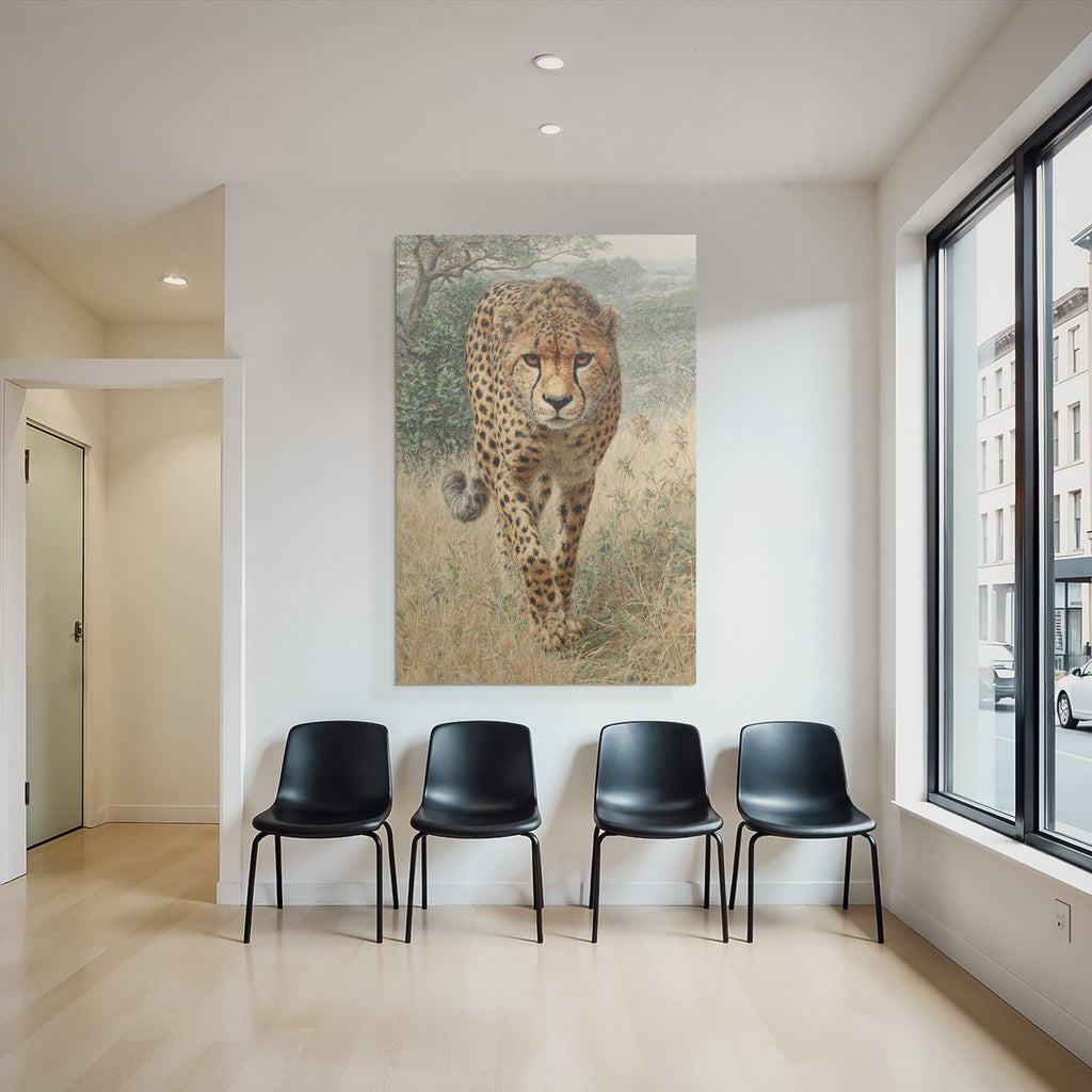 Cheetah Im In Der Natur Mit Gras Und Bewuchs