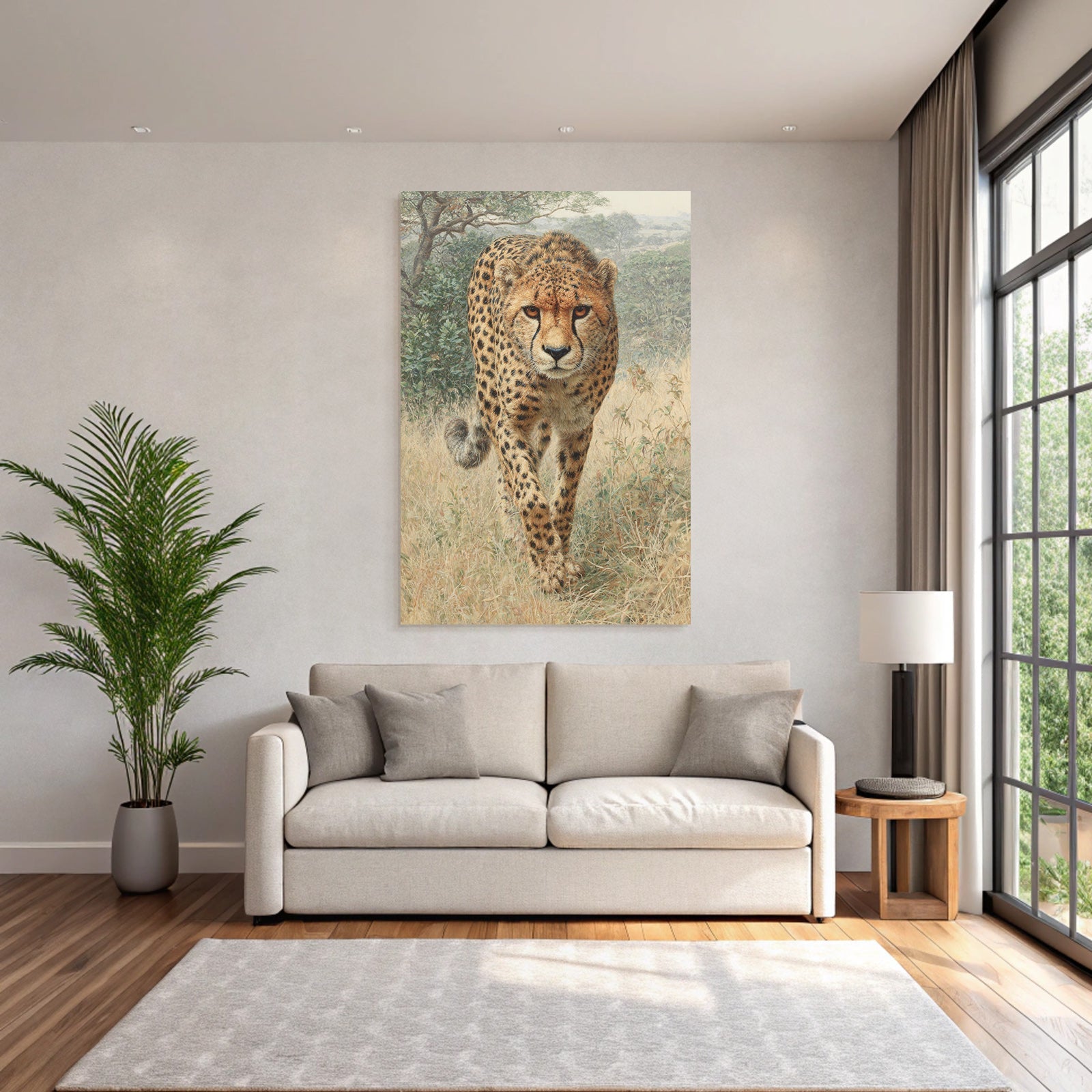 Cheetah Im In Der Natur Mit Gras Und Bewuchs