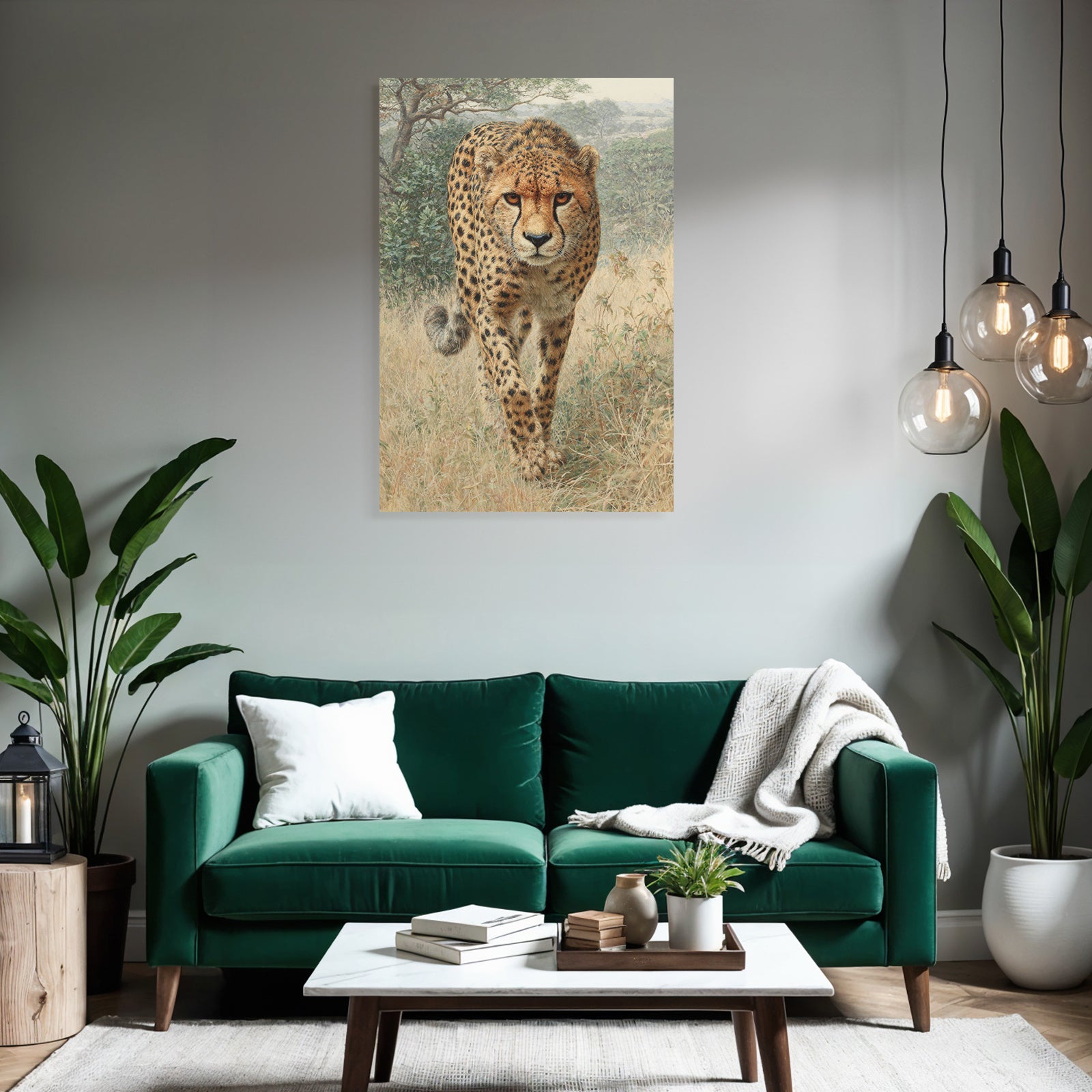 Cheetah Im In Der Natur Mit Gras Und Bewuchs