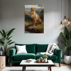 Cheetah In Natur Painting Auf Felsen Umgeben Von Gras Und Bewaldung