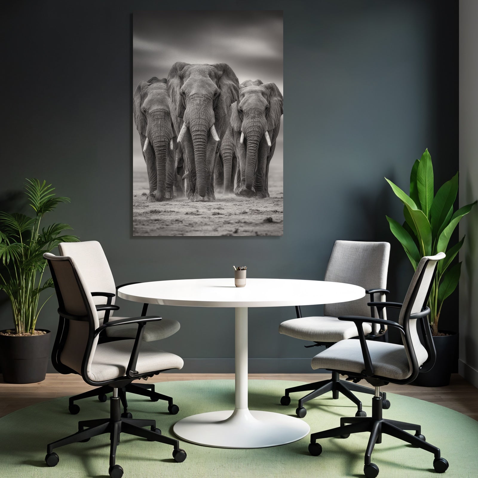 Drei Elephanten Monochrom Im Natürlichen Lebensraum