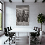 Three Elephants Monochrome In Natural Habitat