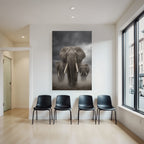 Drei Elephanten Vor Dramatischem Wolkenhimmel Mit Dust Und Mist