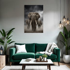Drei Elephanten Vor Dramatischem Wolkenhimmel Mit Dust Und Mist
