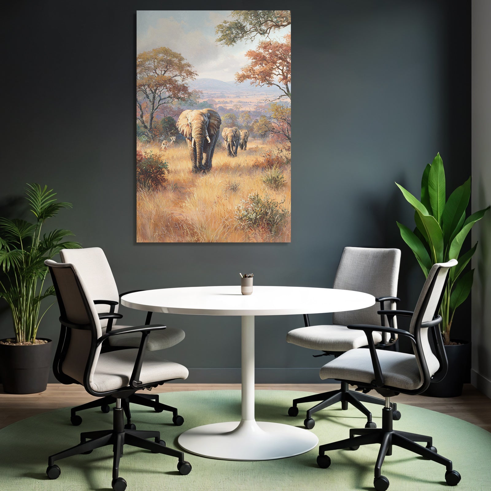 Elefanten Im Herbst In Einer Wildnislandschaft