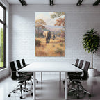 Elefanten Im Herbst In Einer Wildnislandschaft
