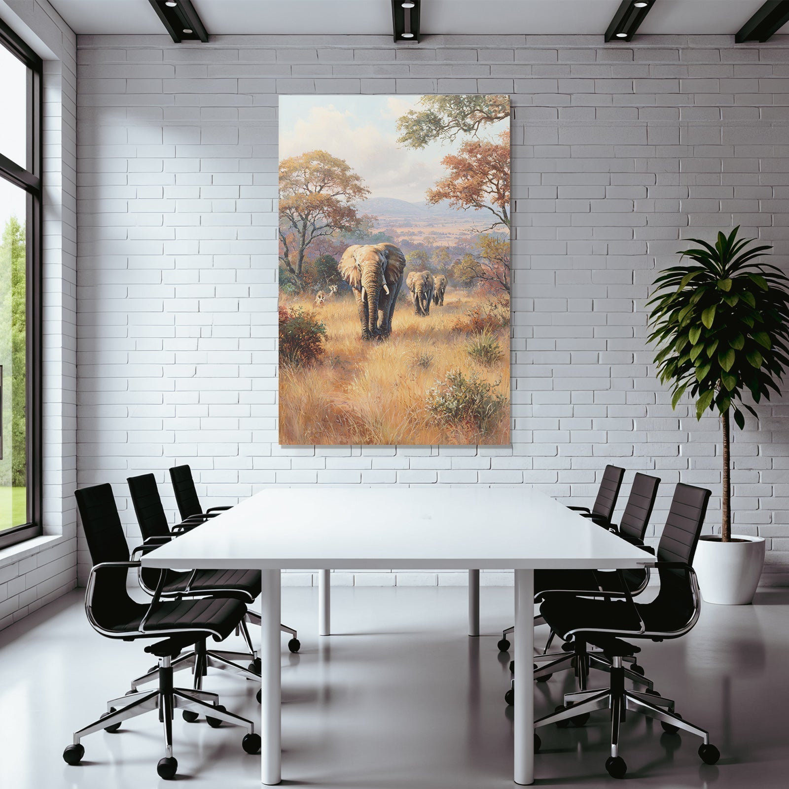 Elefanten Im Herbst In Einer Wildnislandschaft