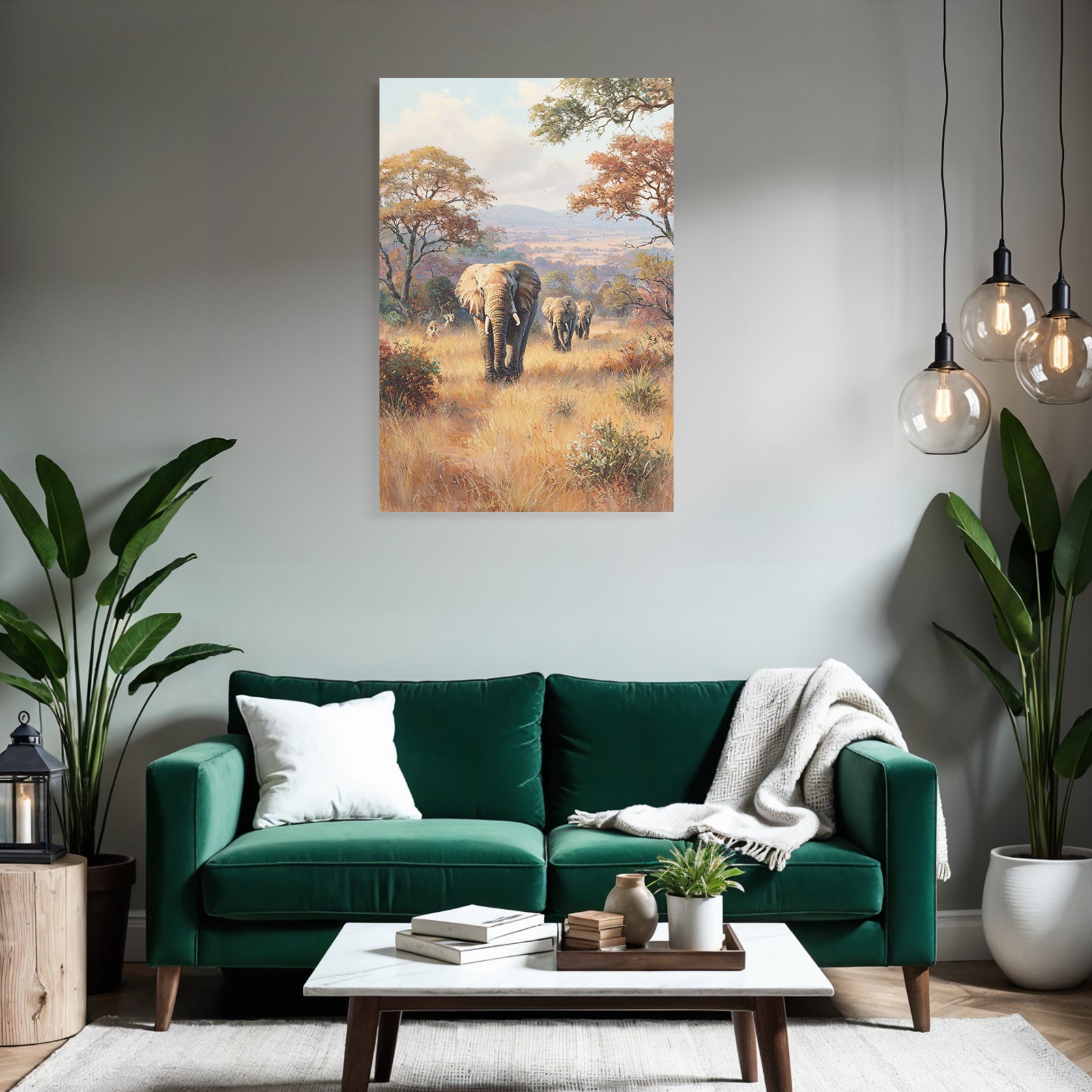 Elefanten Im Herbst In Einer Wildnislandschaft