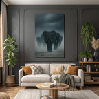 Elefanten Im Nebelhafte Landschaft Wildernis