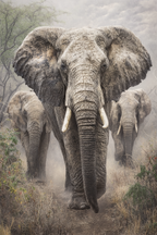 Elefanten Im Nebligen Landschaft Fotografie | Safari und Wildtiere | Tiere