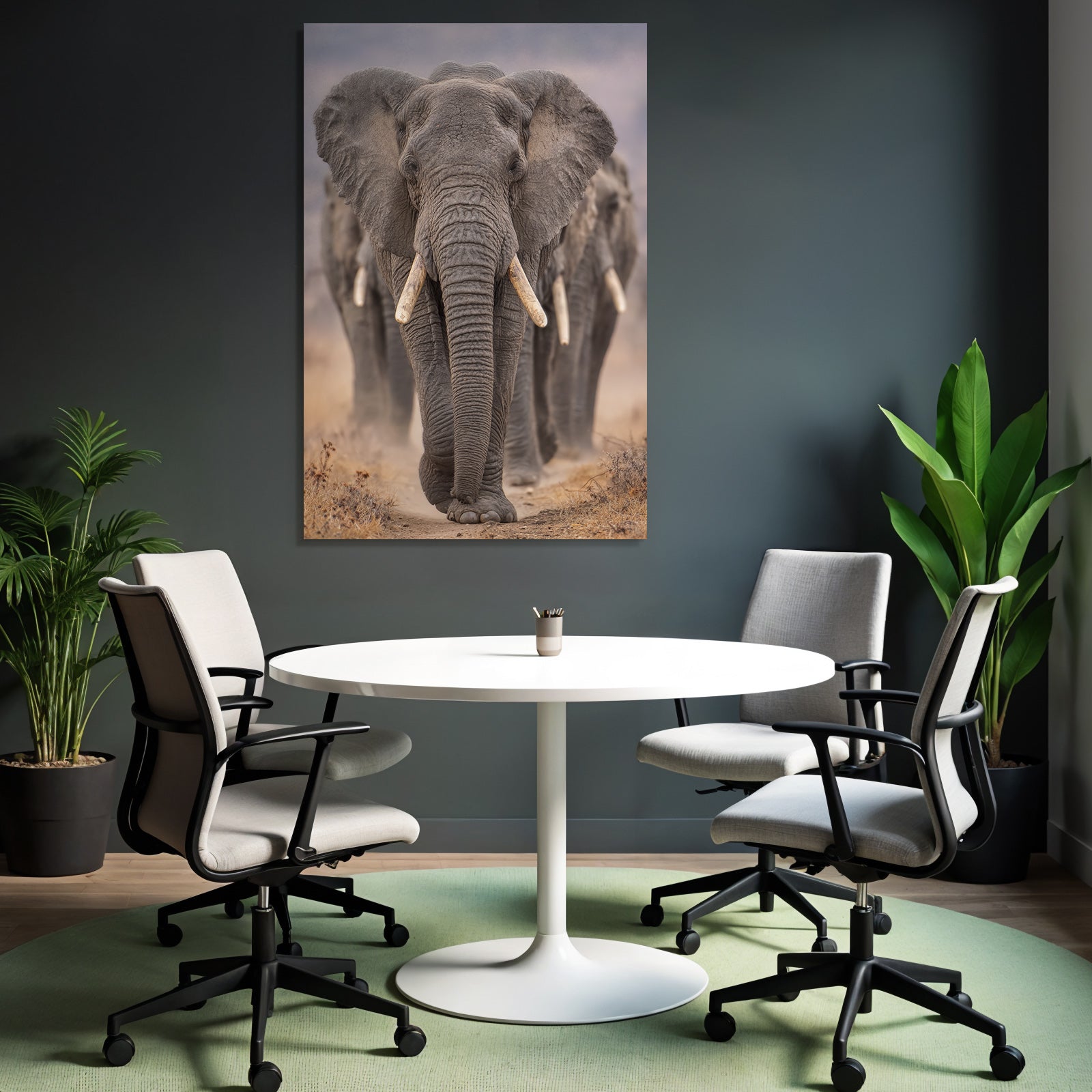 Elefanten In Der Wildnis Mit Fokus Auf Führenden Elefanten