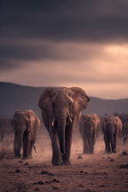 Elefanten Wandern Durch Die Wildnis Dramatische Atmosphäre | Safari und Wildtiere | Tiere