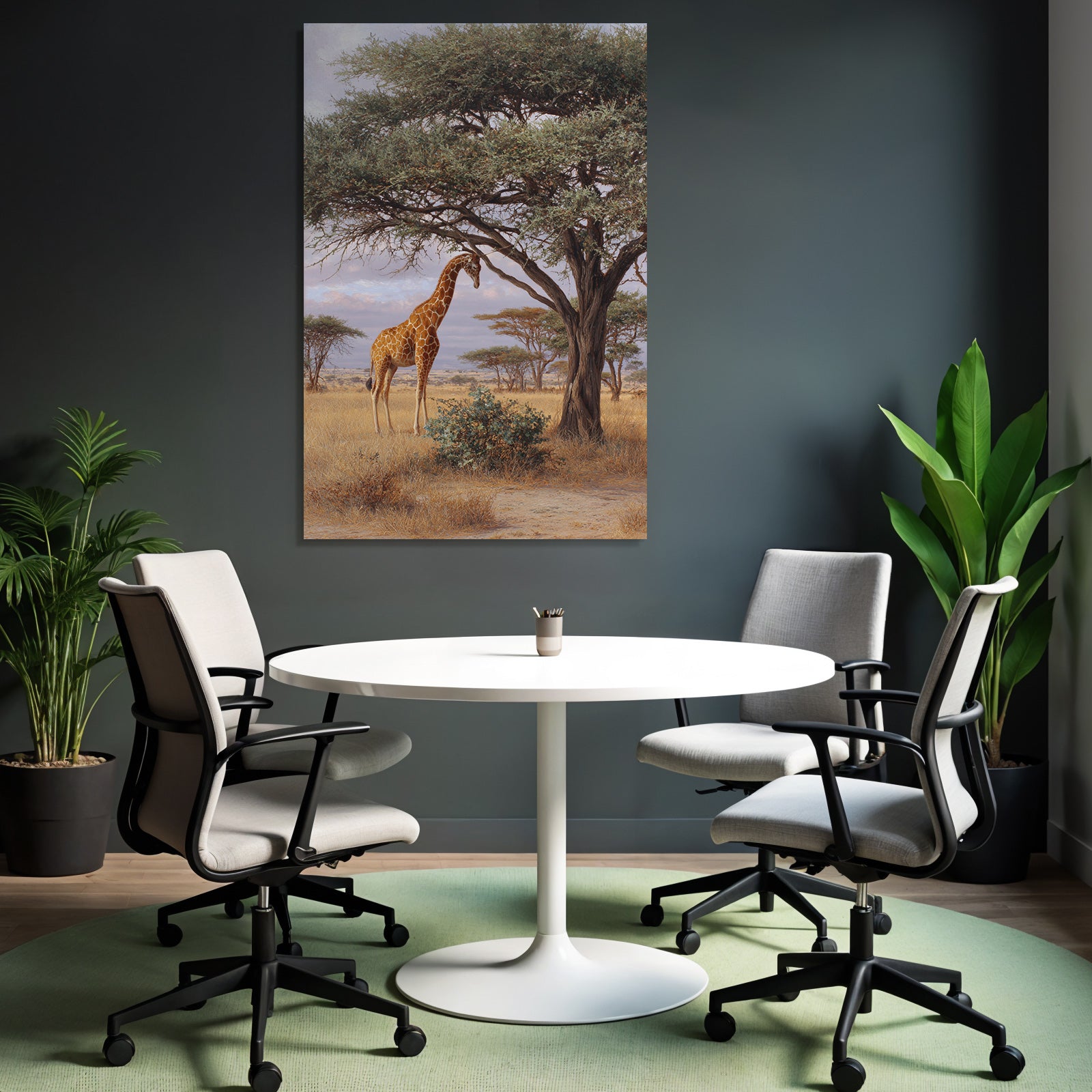 Giraffe Bei Einem Baum In Der Savanne