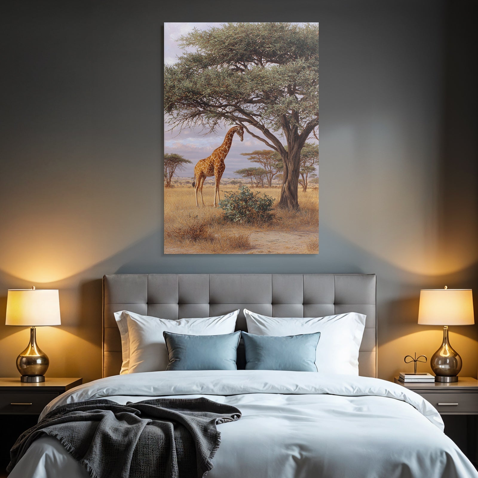 Giraffe Bei Einem Baum In Der Savanne
