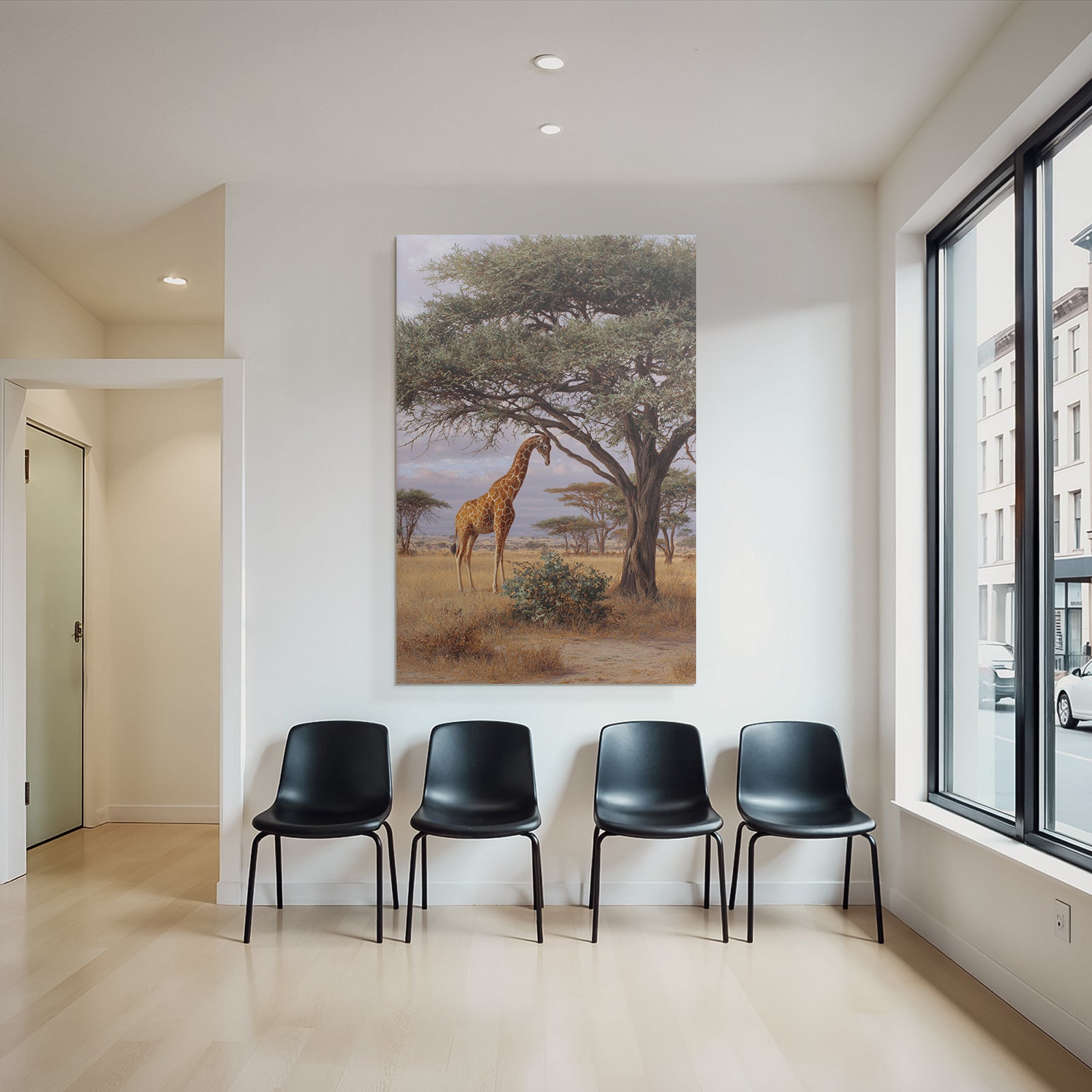Giraffe Bei Einem Baum In Der Savanne