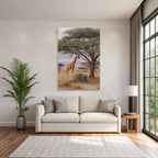 Giraffe Bei Einem Baum In Der Savanne