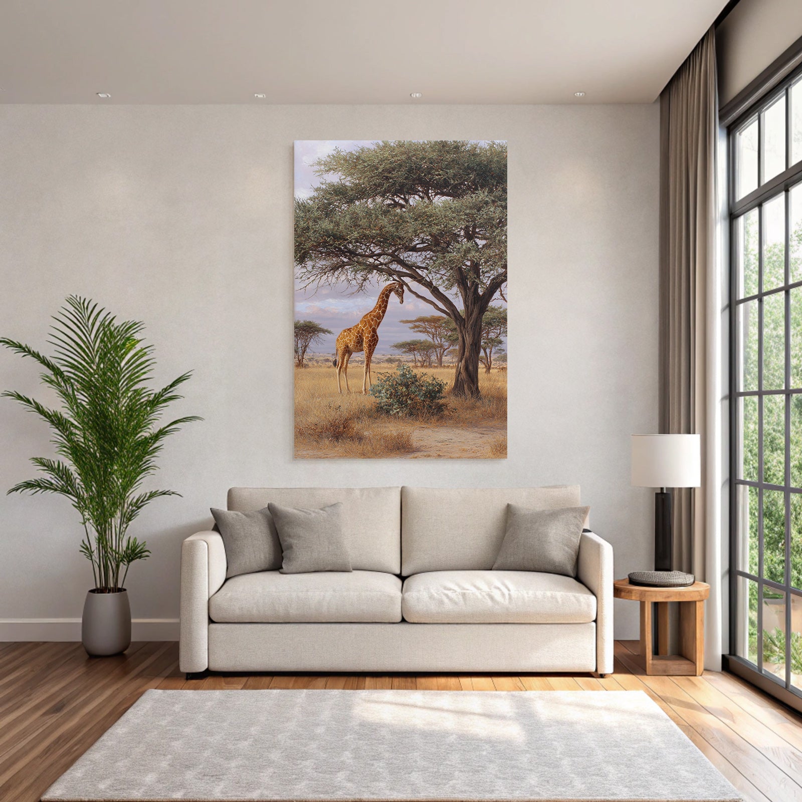 Giraffe Bei Einem Baum In Der Savanne