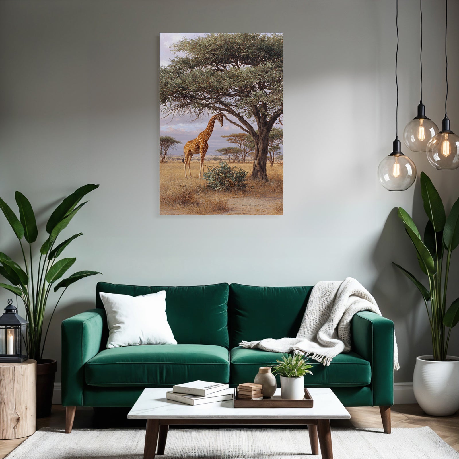 Giraffe Bei Einem Baum In Der Savanne