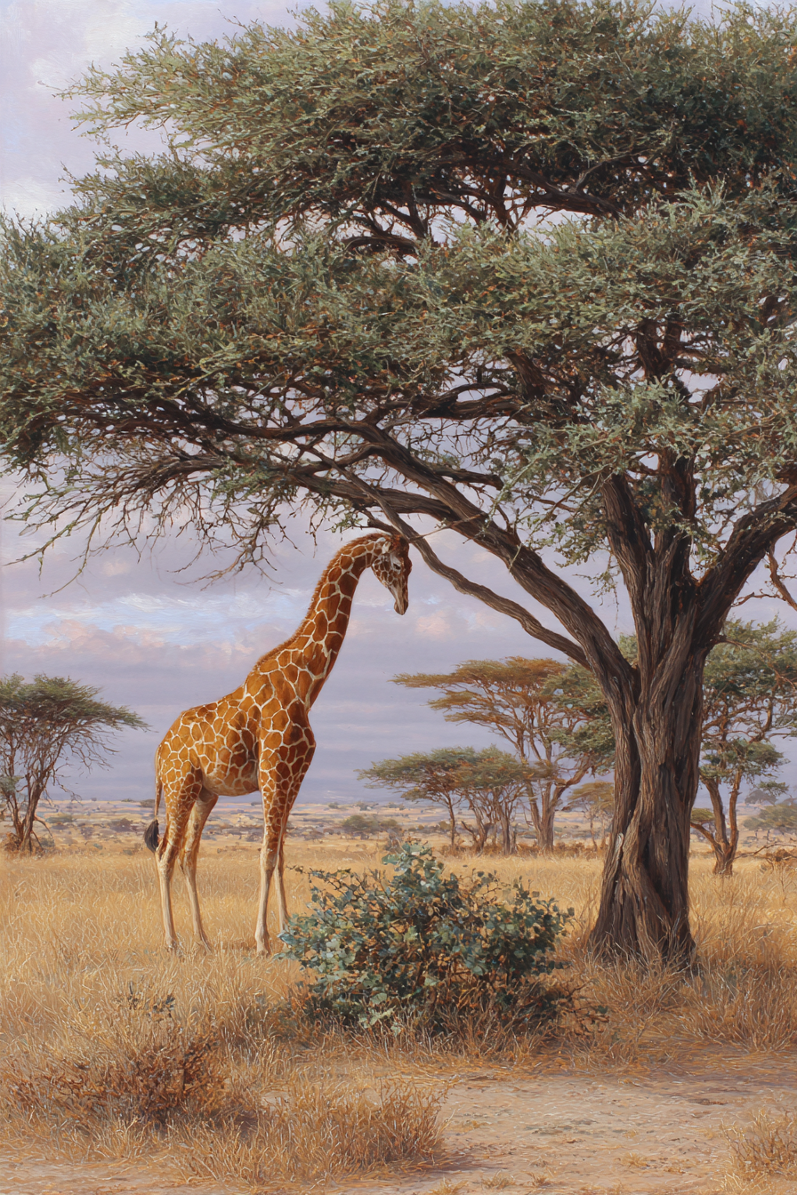 Giraffe Bei Einem Baum In Der Savanne | Safari und Wildtiere | Tiere
