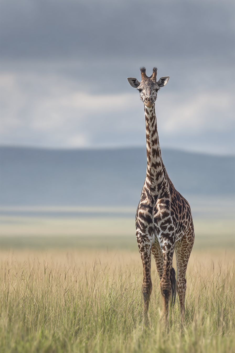 Giraffe Im Grünen Feld Mit Unscharfem Hintergrund | Safari und Wildtiere | Tiere