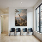 Giraffe In Der Natur Mit Bergen Und Wolken Himmel