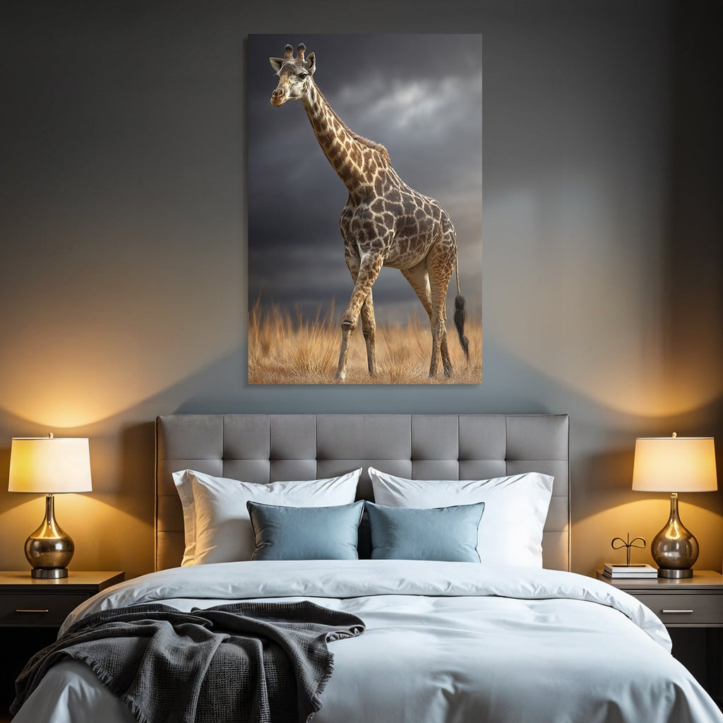 Giraffe In Der Natur Mit Himmel Und Gras