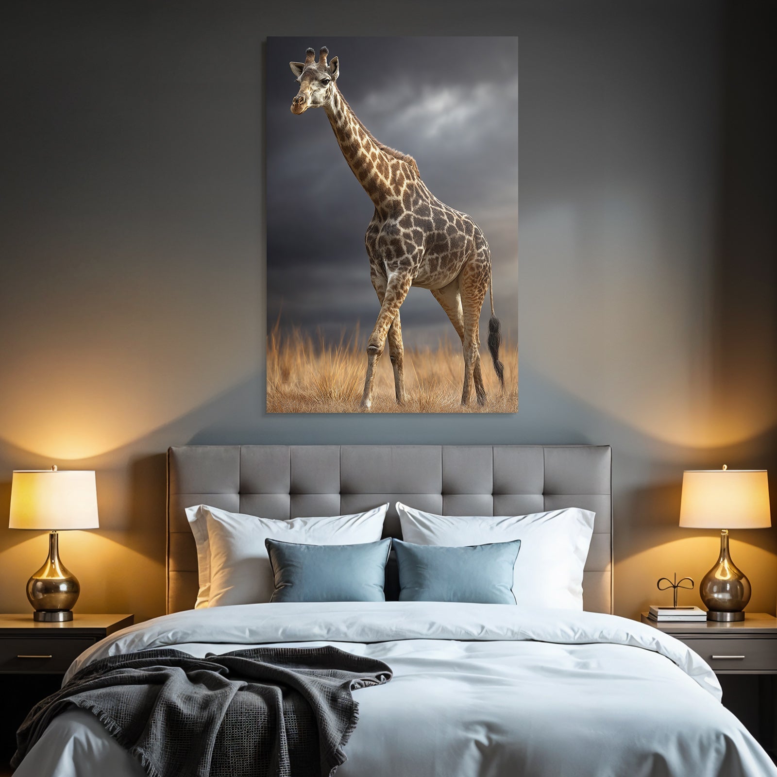 Giraffe In Der Natur Mit Himmel Und Gras