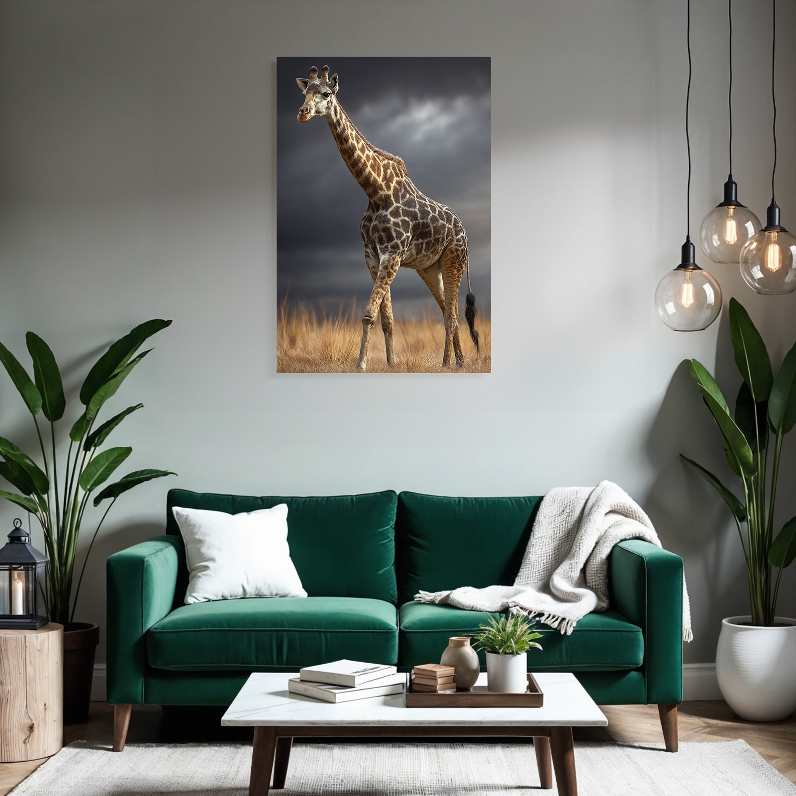 Giraffe In Der Natur Mit Himmel Und Gras