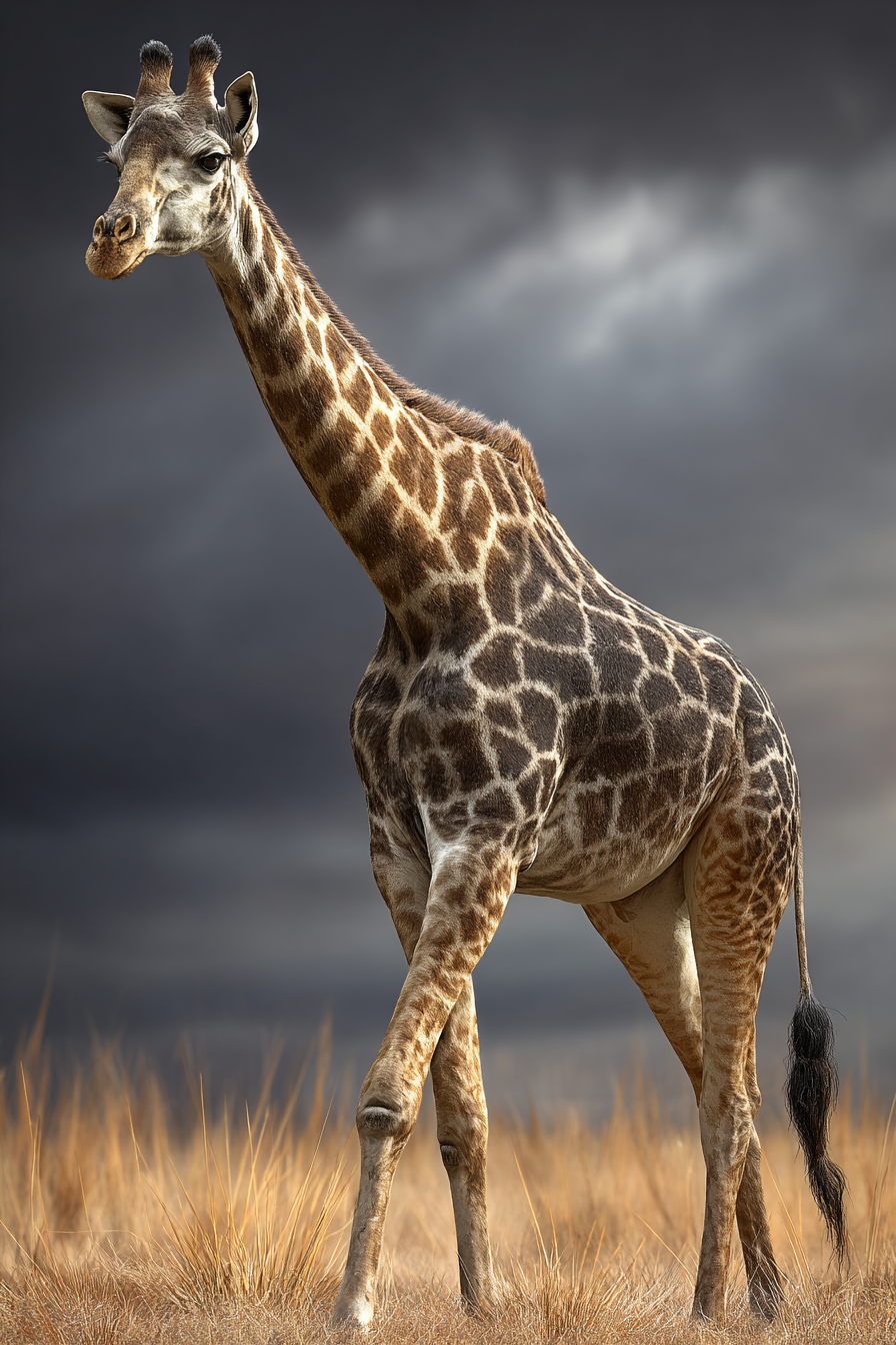 Giraffe In Der Natur Mit Himmel Und Gras | Safari und Wildtiere | Tiere