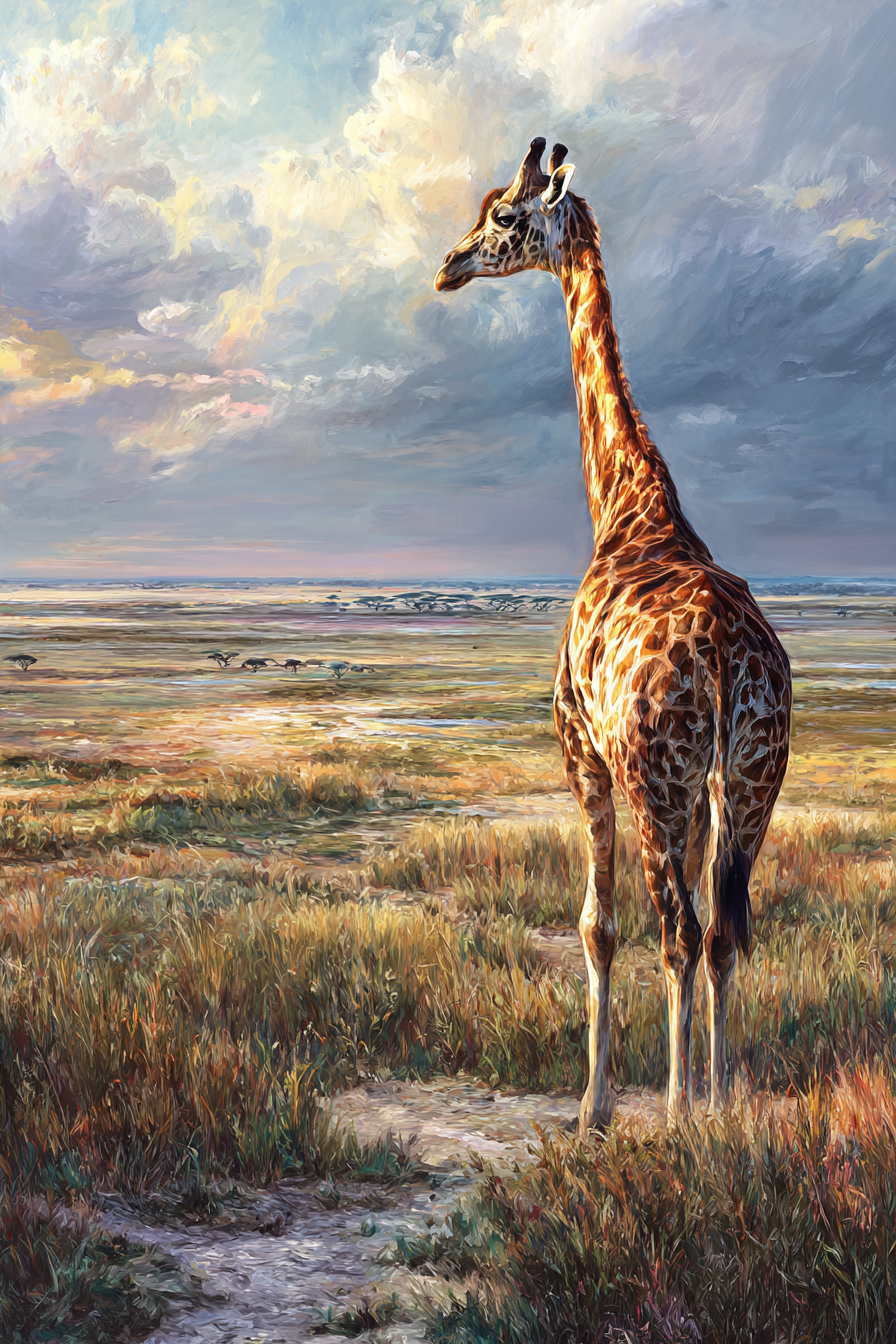Giraffe In Der Savanne Mit Vibrantem Himmel | Safari und Wildtiere | Tiere