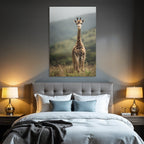 Giraffe In Grüner Landschaft Savanne
