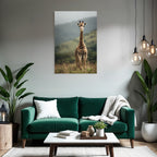 Giraffe In Grüner Landschaft Savanne