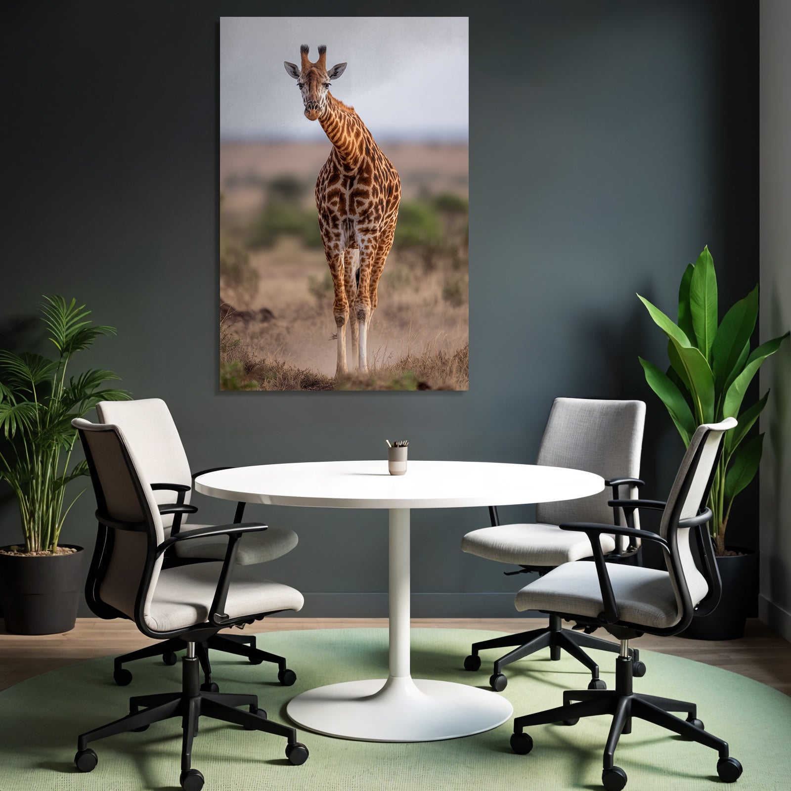 Giraffe In Natur Mit Langen Hals Und Braunen Flecken
