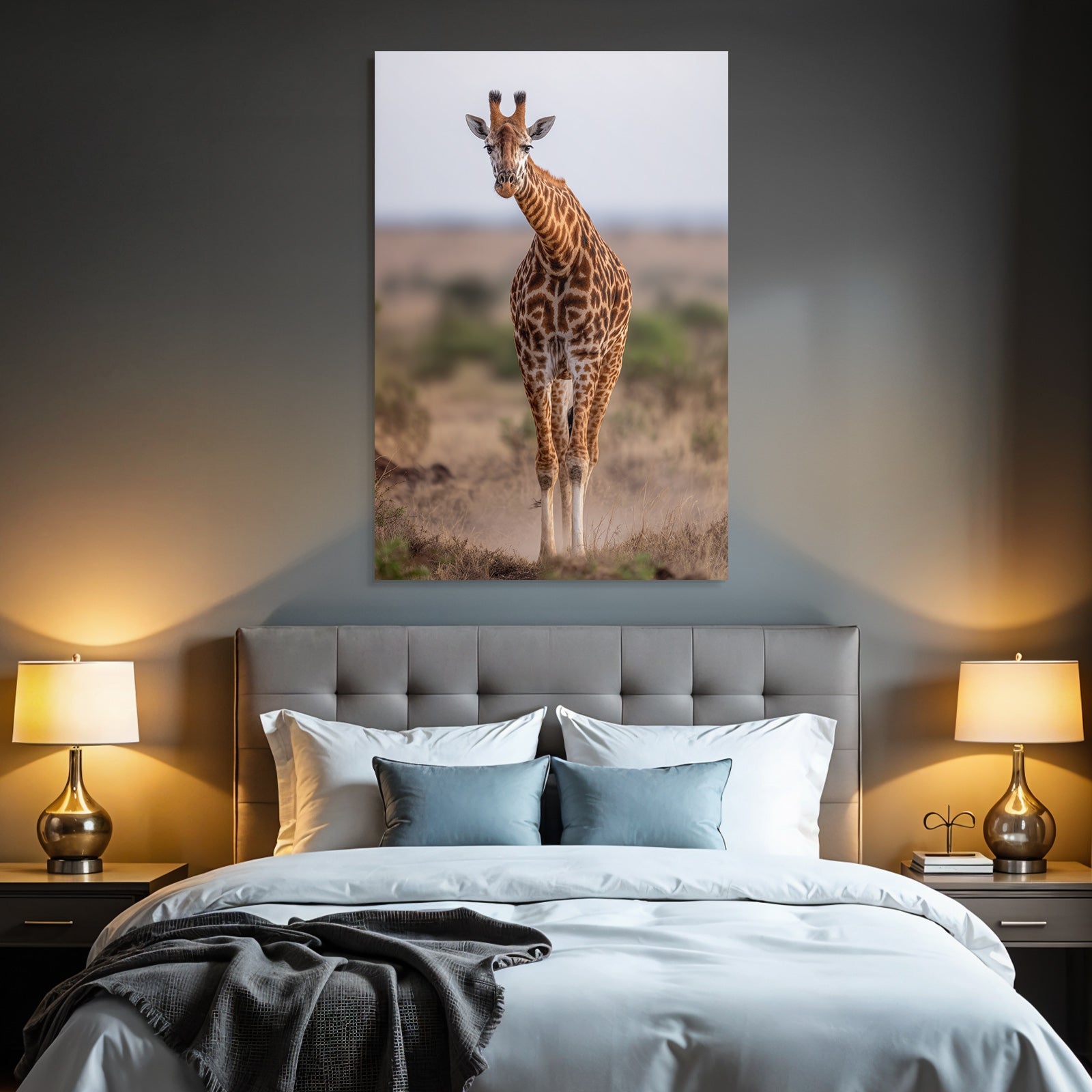 Giraffe In Natur Mit Langen Hals Und Braunen Flecken