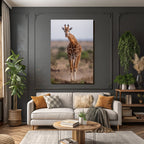Giraffe In Natur Mit Langen Hals Und Braunen Flecken