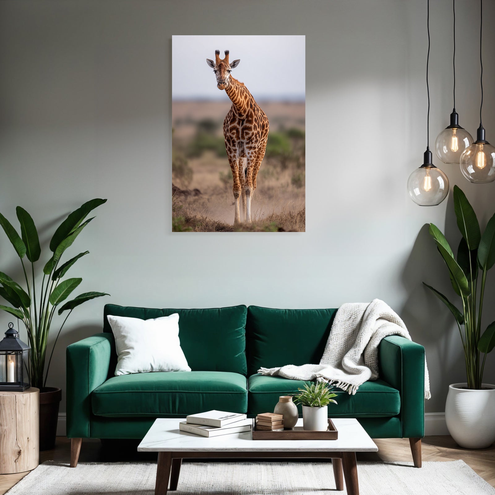 Giraffe In Natur Mit Langen Hals Und Braunen Flecken