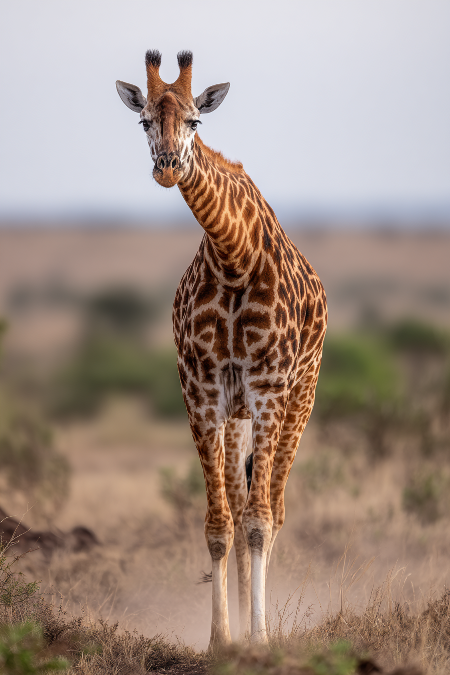 Giraffe In Natur Mit Langen Hals Und Braunen Flecken | Safari und Wildtiere | Tiere