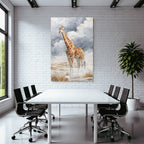 Giraffe Wasserfarbstil Mit Himmel Und Landschaft