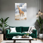 Giraffe Wasserfarbstil Mit Himmel Und Landschaft