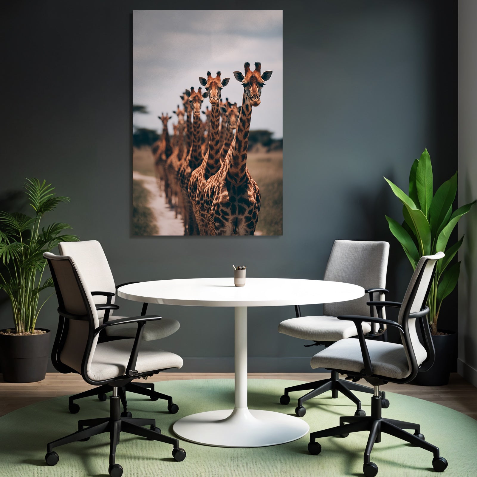 Giraffen In Der Savanne Gruppenbewegung