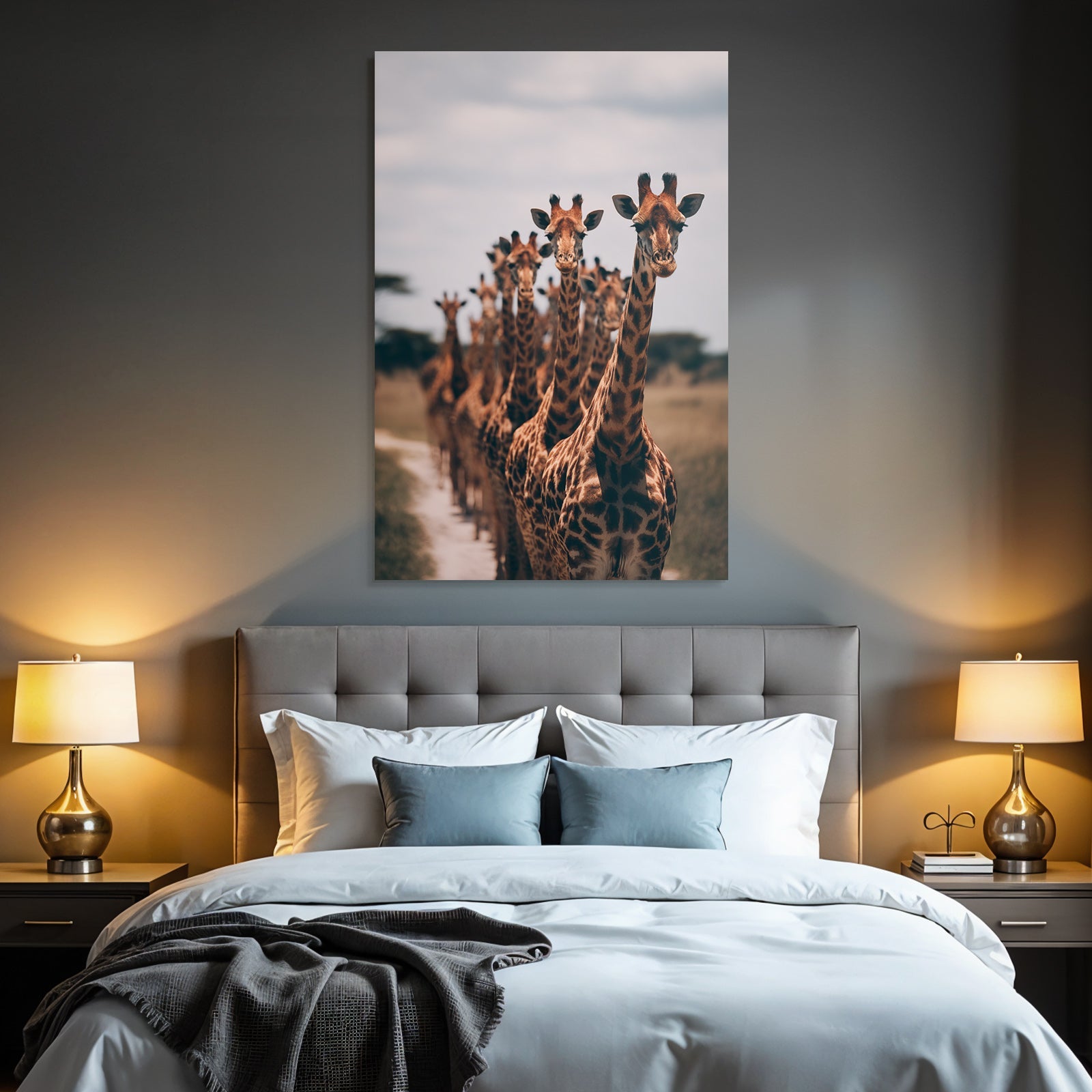 Giraffen In Der Savanne Gruppenbewegung