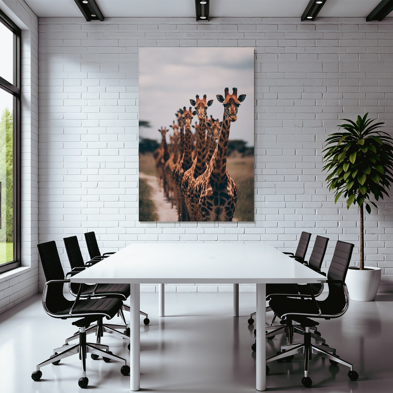 Giraffen In Der Savanne Gruppenbewegung